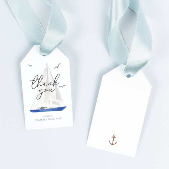 Etiqueta Para Presente Mínimo Náutico Ahoy Boy's Obrigado (Criador carregado)