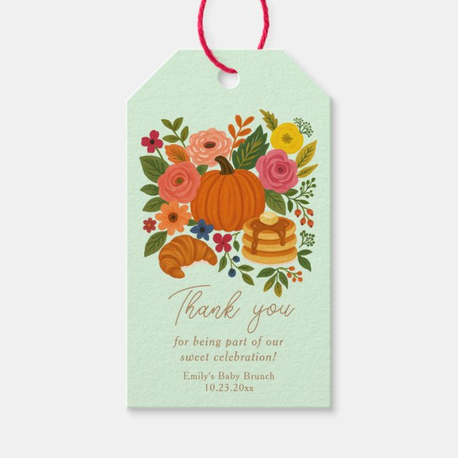 Etiqueta Para Presente Mint Little Pumpkin Chá de fraldas Obrigado (Frente)