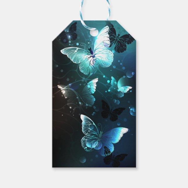 Etiqueta Para Presente Mint Night Butterflies (Frente)
