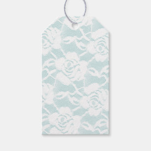 Etiqueta Para Presente Mint White Lace Rosas Floral