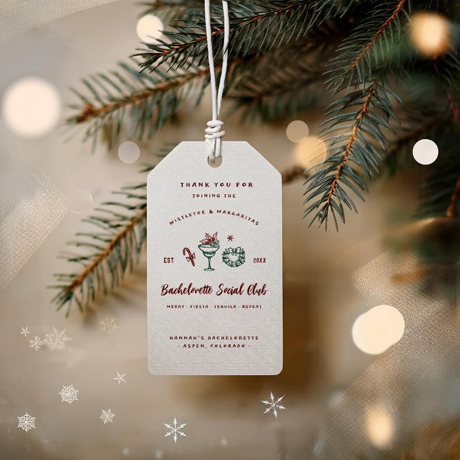 Etiqueta Para Presente Mistletoe Margaritas | Bachelorette Natal (Criador carregado)