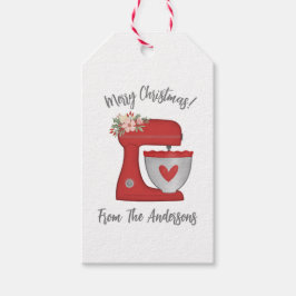 Etiqueta Para Presente Misturador de bolos de pastelaria de Natal Vermelh