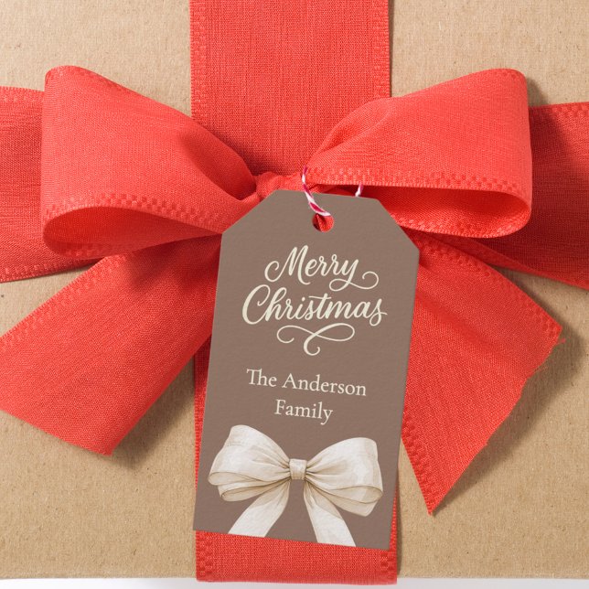 Etiqueta Para Presente Mocha arco marrom Natal (Criador carregado)