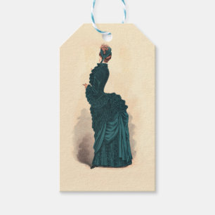 Etiqueta Para Presente Moda de Vestido Victoriano Azul Elegante