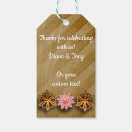 Etiqueta Para Presente Modelo de Favor Personalizado em Cobre e Rosa Stea