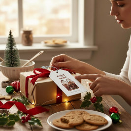 Etiqueta Para Presente Modelo de foto de presente de Natal vermelho perso