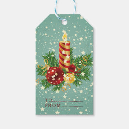 Etiqueta Para Presente Modelo de Vela De Natal E Flocos De Neve