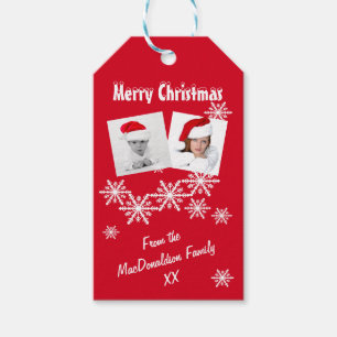 Etiqueta Para Presente Modelo vermelho da foto do Feliz Natal de
