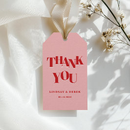 Etiqueta Para Presente Modern Blush Red Bold Font THANK YOU Wedding 