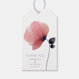 Etiqueta Para Presente Modern Blush Watercolor Casamento Poppy Obrigado