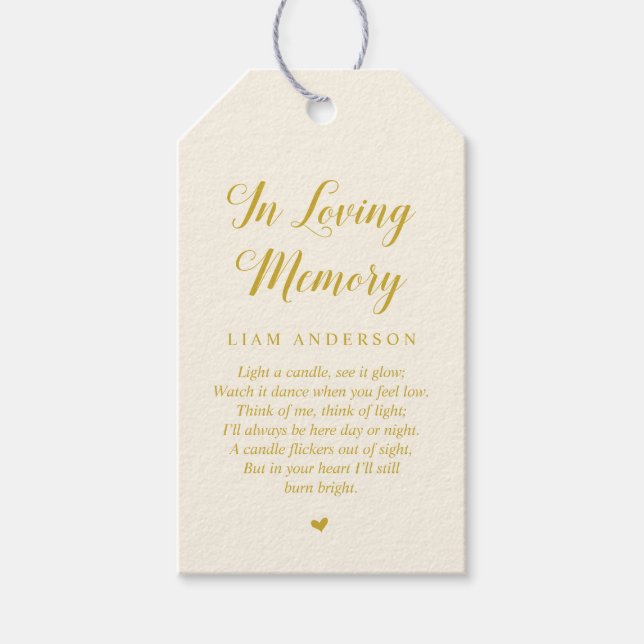 Etiqueta Para Presente Modern Classy Dourado, Serviço de Memorial Funeral (Frente)