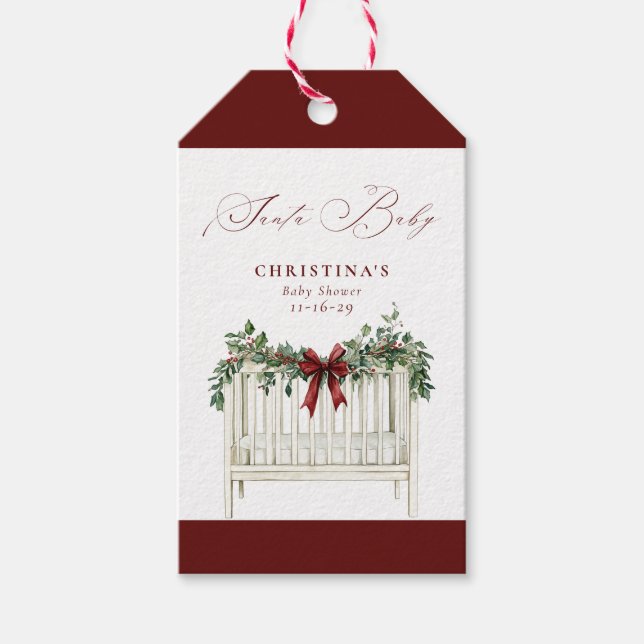 Etiqueta Para Presente Modern Cute Elegant Santa Baby Baby Shower  (Frente)