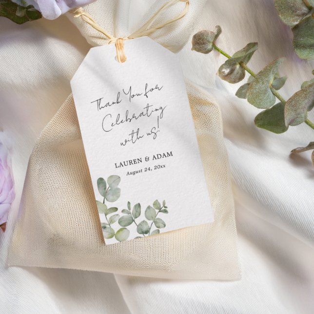 Etiqueta Para Presente Modern Eucalyptus Wedding Thank You (Criador carregado)