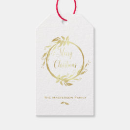 Etiqueta Para Presente Modern Faux Dourado White Feliz Terra de Natal