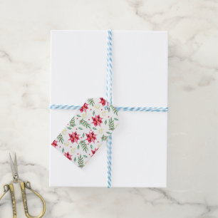 Etiqueta Para Presente Modern Floral Poinsettia Watercolor