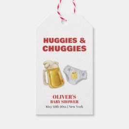 Etiqueta Para Presente Modern Huggies Chuggies Beer Diaper Baby Shower 