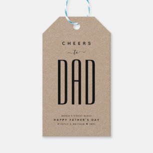 Etiqueta Para Presente Modern Kraft e Dia de os pais "Saúde ao Pai" preto