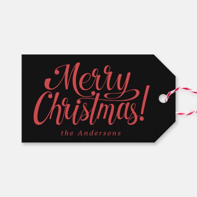 Etiqueta Para Presente Modern Merry Christmas  (Frente (horizontal))