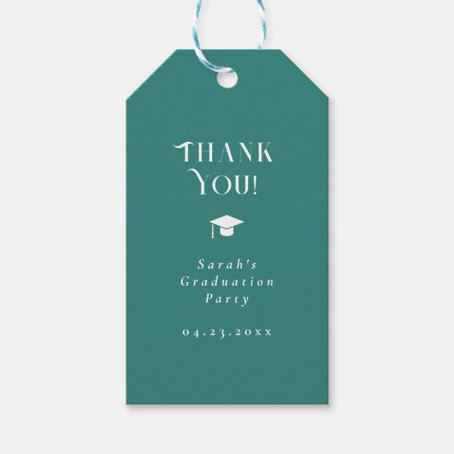 Etiqueta Para Presente Modern Minimal Chic Script Graduation Party Teal (Frente)