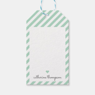 Etiqueta Para Presente Modern Mint Green Heart Girly Cute Feminine Script