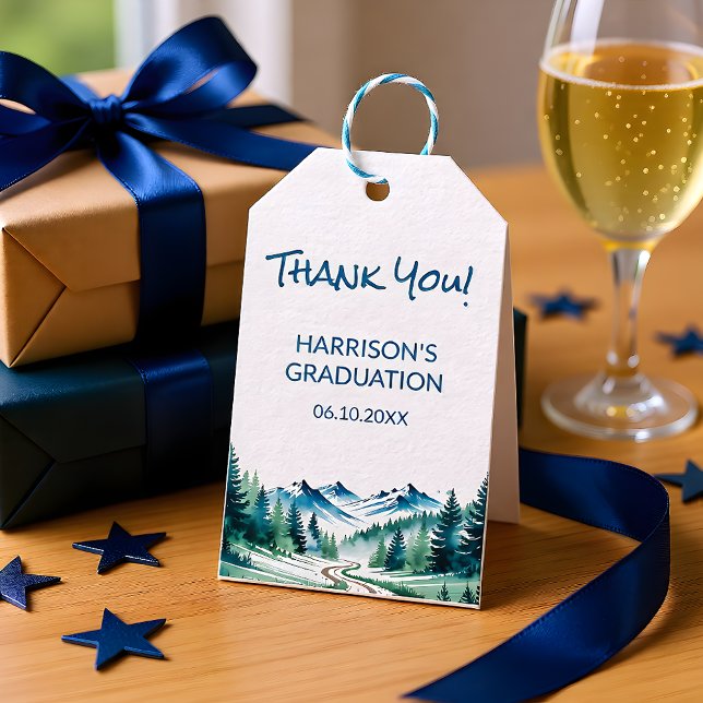 Etiqueta Para Presente Modern Mountain Grad Party (Criador carregado)