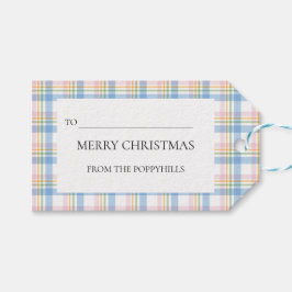 Etiqueta Para Presente Modern Pink Plaid Check Christmas Gift Tag