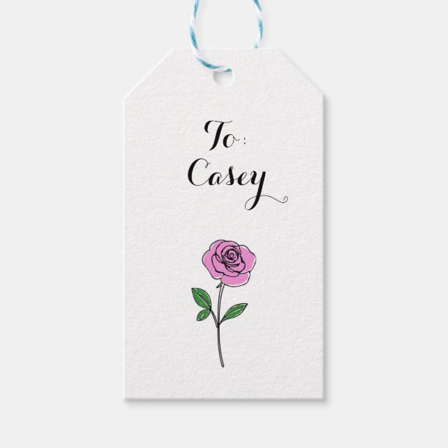 Etiqueta Para Presente Modern Pink Rose Custom Name (Frente)