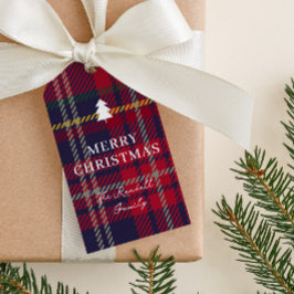 Etiqueta Para Presente Modern Plaid Christmas Tree