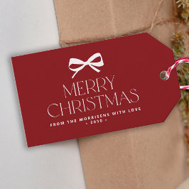 Etiqueta Para Presente Modern red white bow minimalist Merry Christmas