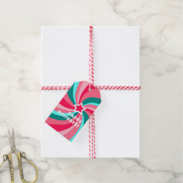 Etiqueta Para Presente Modern Swirl HAPPY HOLIDAYS CUSTOM Pink TO FROM