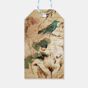 Etiqueta Para Presente Modern Vintage french Scripts botânicos de aves