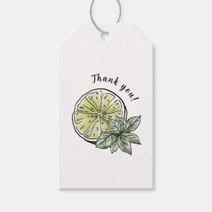 Etiqueta Para Presente Modern Watercolor Citrus Garden Obrigado