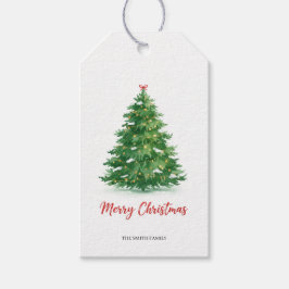 Etiqueta Para Presente Modern Watercolor Green Christmas Tree Gift Merry 