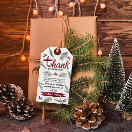 Etiqueta Para Presente Modern Watercolor "Joy" Candy Cane Chá de fraldas 