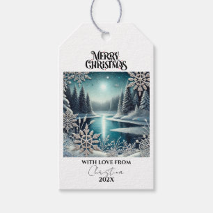 Etiqueta Para Presente Modern Winder Wonderland Snow Flakes