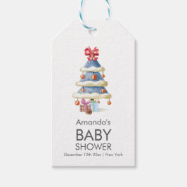 Etiqueta Para Presente Modern Winter Bow Christmas Tree Baby Shower