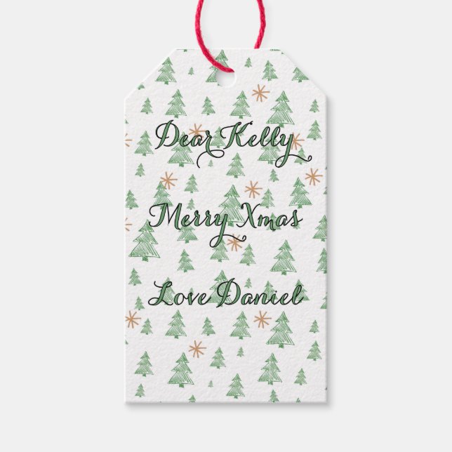 Etiqueta Para Presente Modern Winter Pine Tree Star (Frente)