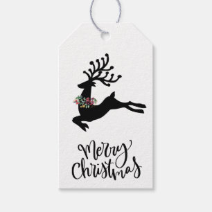 Etiqueta Para Presente Moderno Minimalista Rena Saltitante Feliz Natal