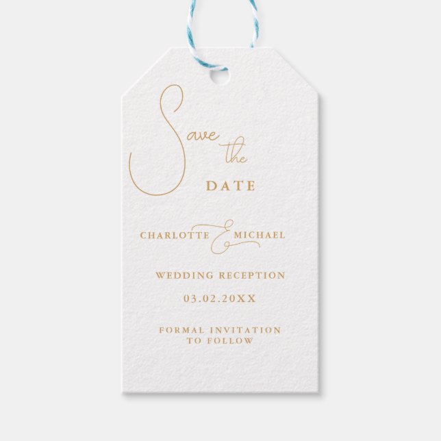 Etiqueta Para Presente Moderno mínimo "SALVAR A DATA" (Frente)