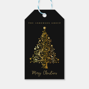 Etiqueta Para Presente Moderno Natal Corporativo Elegante Dourado Feriado