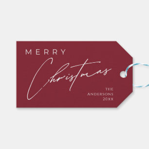 Etiqueta Para Presente Moderno Natal Vermelho Elegante Escrito à Mão