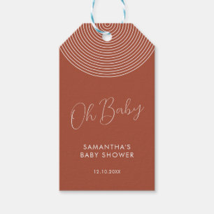 Etiqueta Para Presente Moderno roteiro Chic de terracota para Baby Shower