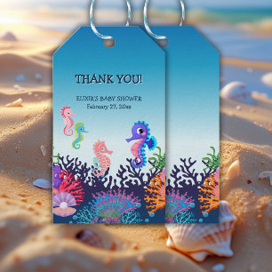 Etiqueta Para Presente Moderno sob o Chá de fraldas marinho