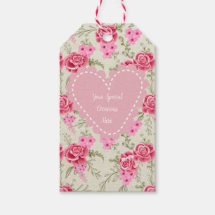 Etiqueta Para Presente Moldura de Coração Floral Elegante: para Todas as 