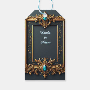 Etiqueta Para Presente Moldura Dourada Ornamentada com Detalhes Intrincad