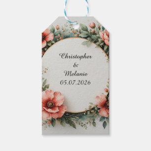Etiqueta Para Presente Moldura Floral em Aquarela Elegante