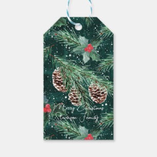 Etiqueta Para Presente Molho de Natal em aquarela com cones