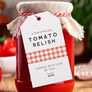 Etiqueta Para Presente Molho de tomate caseiro moderno com linha xadrez