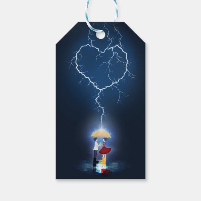 Etiqueta Para Presente Momento Romântico "Lovainck" sob um guarda-chuva (Frente)