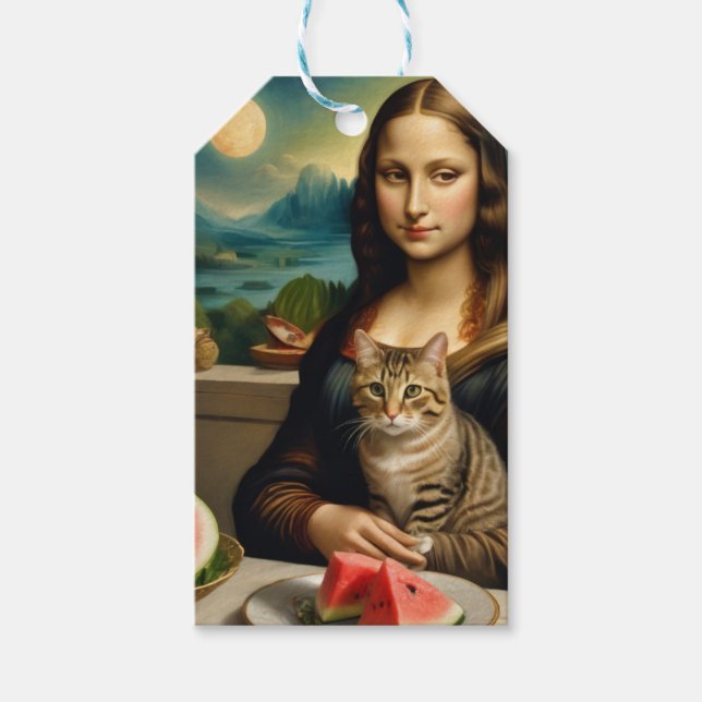 Etiqueta Para Presente Mona Lisa & seu gato  -  Vibrações de verão  (Frente)